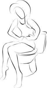 woman on toilet that dyspepsia or dirrhea